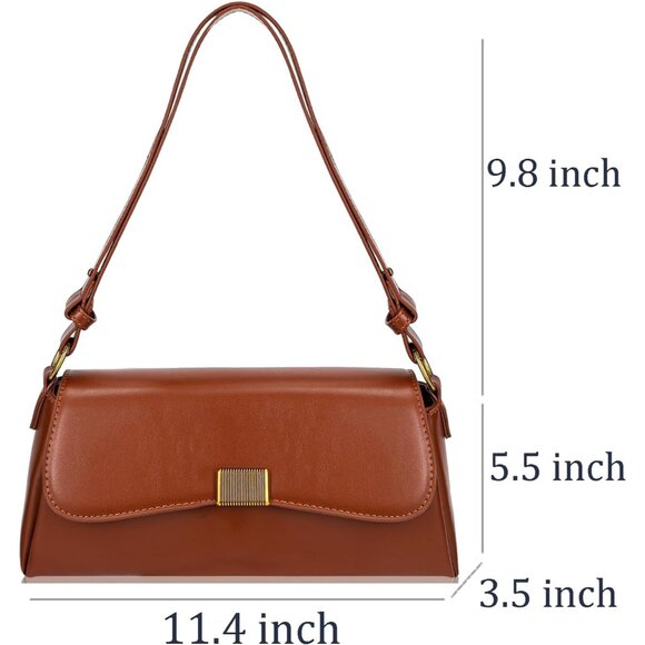 Vintage Small Brown Shoulder Bag for Women Zipper Closure and Classic Design - Picture 2 of 7